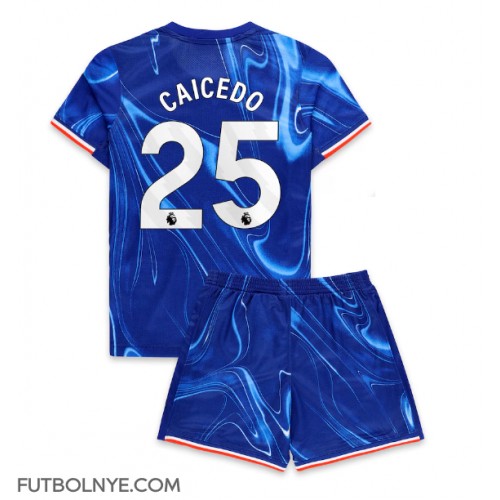 Camiseta Chelsea Moises Caicedo #25 Primera Equipación para niños 2024-25 manga corta (+ pantalones cortos)